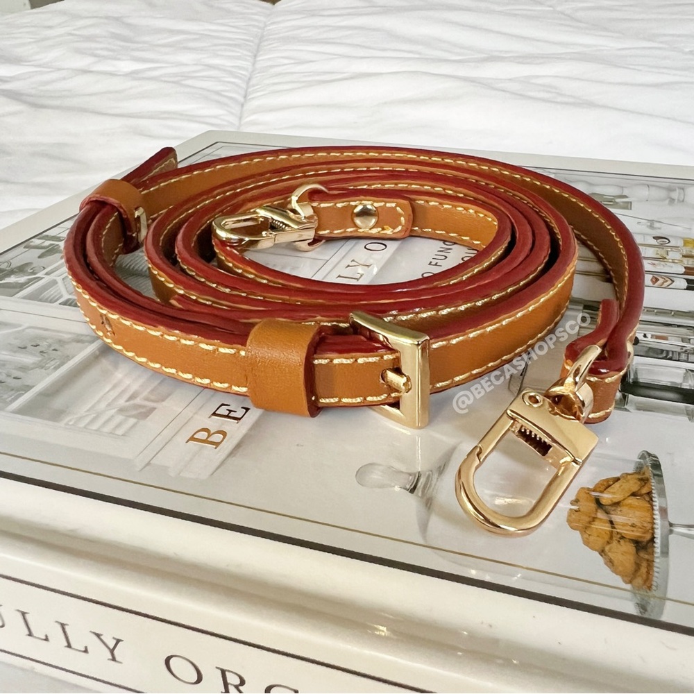 Vachetta Handbag Strap Replacement Leather Purse Strap with Red Trim